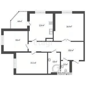 3-к квартира, вторичка, 71м2, 5/24 этаж