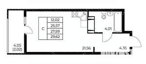 Студия квартира, строящийся дом, 30м2, 18/25 этаж