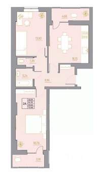 2-к квартира, вторичка, 71м2, 12/22 этаж