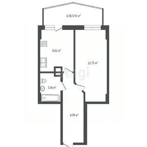 1-к квартира, вторичка, 33м2, 16/25 этаж