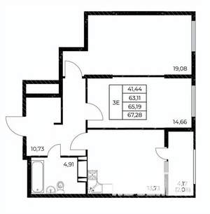 2-к квартира, вторичка, 67м2, 23/25 этаж