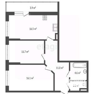 2-к квартира, вторичка, 66м2, 4/12 этаж
