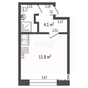1-к квартира, вторичка, 19м2, 4/5 этаж