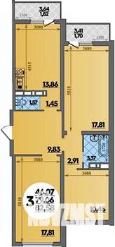 3-к квартира, вторичка, 83м2, 15/17 этаж