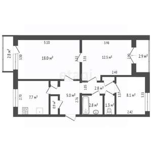 3-к квартира, вторичка, 60м2, 3/5 этаж