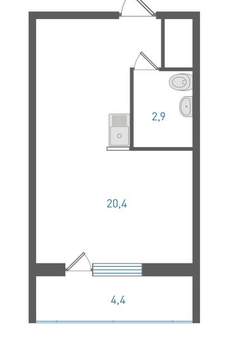 Студия квартира, вторичка, 25м2, 6/12 этаж