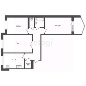 3-к квартира, вторичка, 65м2, 4/9 этаж