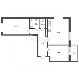 2-к квартира, вторичка, 68м2, 16/24 этаж