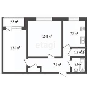 2-к квартира, вторичка, 46м2, 8/9 этаж