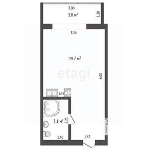 Студия квартира, вторичка, 37м2, 2/24 этаж