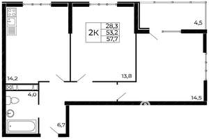 2-к квартира, вторичка, 56м2, 9/19 этаж