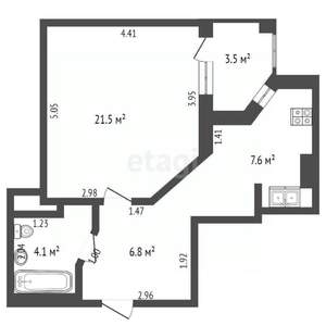 1-к квартира, вторичка, 40м2, 2/4 этаж