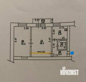 2-к квартира, вторичка, 50м2, 3/5 этаж