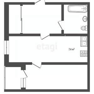 1-к квартира, вторичка, 46м2, 3/25 этаж