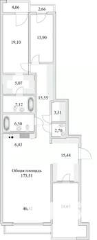 3-к квартира, сданный дом, 180м2, 6/12 этаж