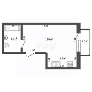 1-к квартира, вторичка, 21м2, 1/5 этаж