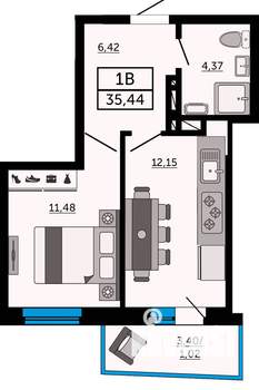1-к квартира, вторичка, 35м2, 26/31 этаж