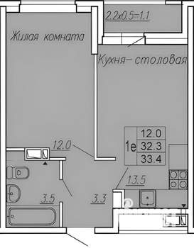 1-к квартира, вторичка, 35м2, 9/24 этаж