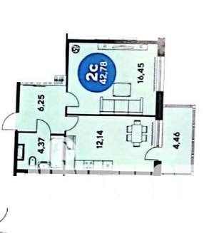 2-к квартира, вторичка, 45м2, 7/20 этаж