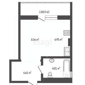 Студия квартира, вторичка, 28м2, 19/24 этаж