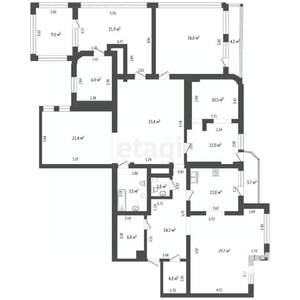 6-к квартира, вторичка, 209м2, 3/16 этаж