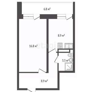 1-к квартира, вторичка, 43м2, 12/25 этаж