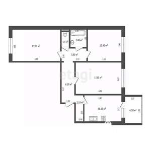 3-к квартира, вторичка, 77м2, 2/10 этаж