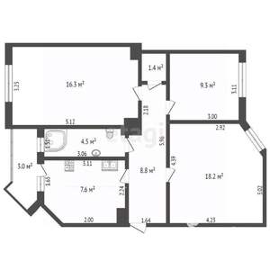 3-к квартира, вторичка, 67м2, 2/6 этаж