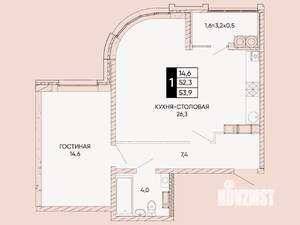 1-к квартира, вторичка, 54м2, 19/24 этаж