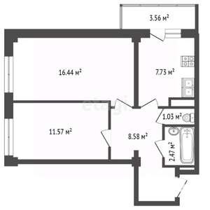 2-к квартира, вторичка, 49м2, 3/15 этаж