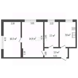 3-к квартира, вторичка, 44м2, 1/2 этаж