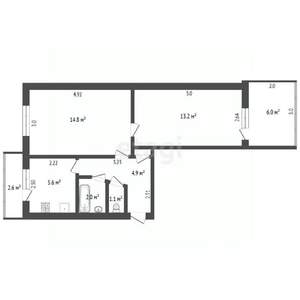 2-к квартира, вторичка, 46м2, 5/5 этаж