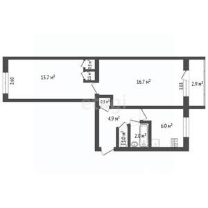 2-к квартира, вторичка, 45м2, 4/5 этаж