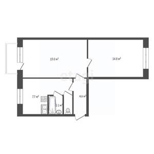 2-к квартира, вторичка, 50м2, 9/9 этаж