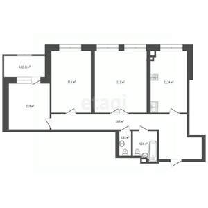 3-к квартира, вторичка, 80м2, 10/22 этаж