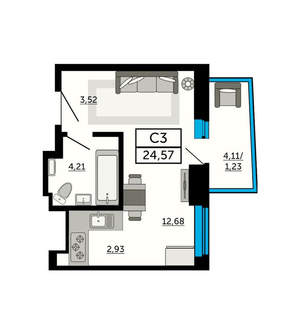 Студия квартира, вторичка, 25м2, 6/32 этаж