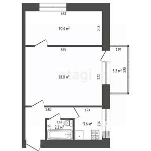 2-к квартира, вторичка, 38м2, 2/2 этаж