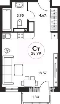 Студия квартира, вторичка, 29м2, 11/25 этаж