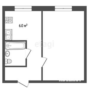 1-к квартира, вторичка, 31м2, 2/5 этаж