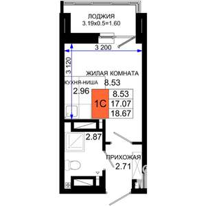 Студия квартира, вторичка, 19м2, 22/25 этаж