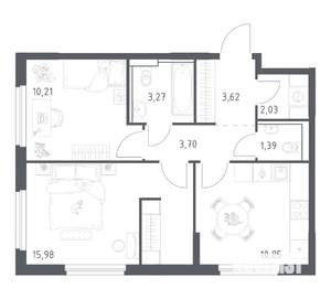 2-к квартира, вторичка, 51м2, 13/17 этаж