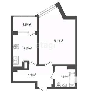 1-к квартира, вторичка, 42м2, 6/24 этаж