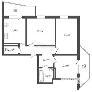 3-к квартира, вторичка, 85м2, 17/18 этаж