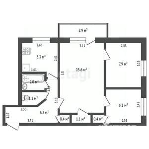 3-к квартира, вторичка, 57м2, 5/5 этаж