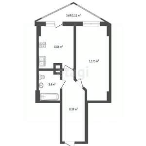 1-к квартира, вторичка, 34м2, 23/25 этаж