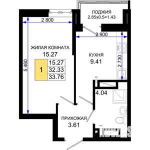 1-к квартира, вторичка, 34м2, 25/25 этаж