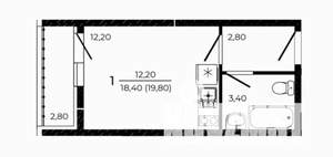 Студия квартира, вторичка, 20м2, 10/19 этаж