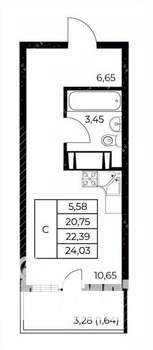Студия квартира, вторичка, 24м2, 8/25 этаж