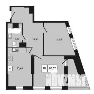 2-к квартира, вторичка, 68м2, 8/21 этаж