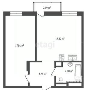 1-к квартира, вторичка, 35м2, 6/25 этаж